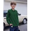 Arshiner Boys Long Sleeve Polo Shirt Performance School Uniform Pique Button Closure Shirt Size 5-12 Years(Bright Green)