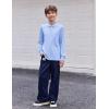 Arshiner Boys Long Sleeve Polo Shirt Performance School Uniform Pique Button Closure Shirt Size 5-12 Years(Light Blue)