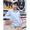 Arshiner Boys Long Sleeve Polo Shirt Performance School Uniform Pique Button Closure Shirt Size 5-12 Years(Light Blue and Black Print)
