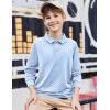 Arshiner Boys Long Sleeve Polo Shirt Performance School Uniform Pique Button Closure Shirt Size 5-12 Years(Light Blue and Black Print)