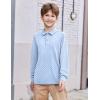 Arshiner Boys Long Sleeve Polo Shirt Performance School Uniform Pique Button Closure Shirt Size 5-12 Years(Light Blue and Black Print)