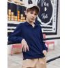 Arshiner Boys Long Sleeve Polo Shirt Performance School Uniform Pique Button Closure Shirt Size 5-12 Years(Navy Blue)