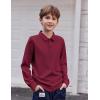 Arshiner Boys Long Sleeve Polo Shirt Performance School Uniform Pique Button Closure Shirt Size 5-12 Years(Red)
