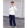 Arshiner Boys Long Sleeve Polo Shirt Performance School Uniform Pique Button Closure Shirt Size 5-12 Years(White)