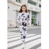 Arshiner Girls 2 Piece Outfits Fashion Twist Front Tracksuit Long Sleeve Pullover Sweatshirt Sweatpants Jogger set Sweatsuit(Black & White)