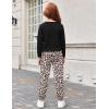 Arshiner Girls 2 Piece Outfits Fashion Twist Front Tracksuit Long Sleeve Pullover Sweatshirt Sweatpants Jogger set Sweatsuit(Black-leopard)