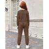 Arshiner Girls 2 Piece Outfits Fashion Twist Front Tracksuit Long Sleeve Pullover Sweatshirt Sweatpants Jogger set Sweatsuit(Brown)