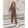 Arshiner Girls 2 Piece Outfits Fashion Twist Front Tracksuit Long Sleeve Pullover Sweatshirt Sweatpants Jogger set Sweatsuit(Brown)