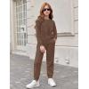 Arshiner Girls 2 Piece Outfits Fashion Twist Front Tracksuit Long Sleeve Pullover Sweatshirt Sweatpants Jogger set Sweatsuit(Brown)