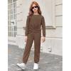 Arshiner Girls 2 Piece Outfits Fashion Twist Front Tracksuit Long Sleeve Pullover Sweatshirt Sweatpants Jogger set Sweatsuit(Brown)