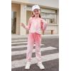 Arshiner Girls 2 Piece Outfits Fashion Twist Front Tracksuit Long Sleeve Pullover Sweatshirt Sweatpants Jogger set Sweatsuit(Coral White)