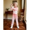 Arshiner Girls 2 Piece Outfits Fashion Twist Front Tracksuit Long Sleeve Pullover Sweatshirt Sweatpants Jogger set Sweatsuit(Coral White)
