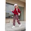 Arshiner Girls 2 Piece Outfits Fashion Twist Front Tracksuit Long Sleeve Pullover Sweatshirt Sweatpants Jogger set Sweatsuit(Dark Red&leopard)