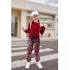 Arshiner Girls 2 Piece Outfits Fashion Twist Front Tracksuit Long Sleeve Pullover Sweatshirt Sweatpants Jogger set Sweatsuit(Dark Red&leopard)