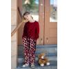 Arshiner Girls 2 Piece Outfits Fashion Twist Front Tracksuit Long Sleeve Pullover Sweatshirt Sweatpants Jogger set Sweatsuit(Dark Red&leopard)