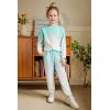 Arshiner Girls 2 Piece Outfits Fashion Twist Front Tracksuit Long Sleeve Pullover Sweatshirt Sweatpants Jogger set Sweatsuit(Green White)