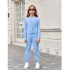Arshiner Girls 2 Piece Outfits Fashion Twist Front Tracksuit Long Sleeve Pullover Sweatshirt Sweatpants Jogger set Sweatsuit(Light Blue)