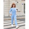 Arshiner Girls 2 Piece Outfits Fashion Twist Front Tracksuit Long Sleeve Pullover Sweatshirt Sweatpants Jogger set Sweatsuit(Light Blue)
