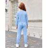 Arshiner Girls 2 Piece Outfits Fashion Twist Front Tracksuit Long Sleeve Pullover Sweatshirt Sweatpants Jogger set Sweatsuit(Light Blue)