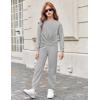 Arshiner Girls 2 Piece Outfits Fashion Twist Front Tracksuit Long Sleeve Pullover Sweatshirt Sweatpants Jogger set Sweatsuit(Light Grey)