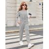 Arshiner Girls 2 Piece Outfits Fashion Twist Front Tracksuit Long Sleeve Pullover Sweatshirt Sweatpants Jogger set Sweatsuit(Light Grey)
