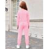 Arshiner Girls 2 Piece Outfits Fashion Twist Front Tracksuit Long Sleeve Pullover Sweatshirt Sweatpants Jogger set Sweatsuit(Light Pink)