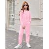 Arshiner Girls 2 Piece Outfits Fashion Twist Front Tracksuit Long Sleeve Pullover Sweatshirt Sweatpants Jogger set Sweatsuit(Light Pink)