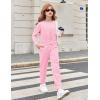Arshiner Girls 2 Piece Outfits Fashion Twist Front Tracksuit Long Sleeve Pullover Sweatshirt Sweatpants Jogger set Sweatsuit(Light Pink)