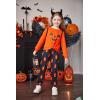 Arshiner Girls 2 Piece Outfits Fashion Twist Front Tracksuit Long Sleeve Pullover Sweatshirt Sweatpants Jogger set Sweatsuit(Orange&halloween)