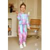 Arshiner Girls 2 Piece Outfits Fashion Twist Front Tracksuit Long Sleeve Pullover Sweatshirt Sweatpants Jogger set Sweatsuit(Pink Tie Dye)