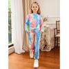 Arshiner Girls 2 Piece Outfits Fashion Twist Front Tracksuit Long Sleeve Pullover Sweatshirt Sweatpants Jogger set Sweatsuit(Pink&blue&yellow)