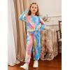 Arshiner Girls 2 Piece Outfits Fashion Twist Front Tracksuit Long Sleeve Pullover Sweatshirt Sweatpants Jogger set Sweatsuit(Pink&blue&yellow)