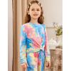 Arshiner Girls 2 Piece Outfits Fashion Twist Front Tracksuit Long Sleeve Pullover Sweatshirt Sweatpants Jogger set Sweatsuit(Pink&blue&yellow)