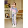 Arshiner Girls 2 Piece Outfits Fashion Twist Front Tracksuit Long Sleeve Pullover Sweatshirt Sweatpants Jogger set Sweatsuit(Purple Tie Dye)