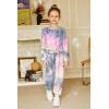 Arshiner Girls 2 Piece Outfits Fashion Twist Front Tracksuit Long Sleeve Pullover Sweatshirt Sweatpants Jogger set Sweatsuit(Purple Tie Dye)