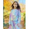 Arshiner Girls 2 Piece Outfits Fashion Twist Front Tracksuit Long Sleeve Pullover Sweatshirt Sweatpants Jogger set Sweatsuit(Purple&blue&yellow)