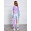 Arshiner Girls 2 Piece Outfits Fashion Twist Front Tracksuit Long Sleeve Pullover Sweatshirt Sweatpants Jogger set Sweatsuit(Purple&blue&yellow)