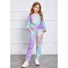 Arshiner Girls 2 Piece Outfits Fashion Twist Front Tracksuit Long Sleeve Pullover Sweatshirt Sweatpants Jogger set Sweatsuit(Purple&blue&yellow)