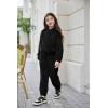 Arshiner Girls 2 Piece Outfits Sweatsuit Fuzzy Long Sleeve Bear Ear Hoodie Sweatshirt and Sweatpant Kids Clothing Sets(Black)