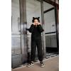 Arshiner Girls 2 Piece Outfits Sweatsuit Fuzzy Long Sleeve Bear Ear Hoodie Sweatshirt and Sweatpant Kids Clothing Sets(Black)