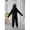 Arshiner Girls 2 Piece Outfits Sweatsuit Fuzzy Long Sleeve Bear Ear Hoodie Sweatshirt and Sweatpant Kids Clothing Sets(Black)