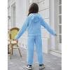 Arshiner Girls 2 Piece Outfits Sweatsuit Fuzzy Long Sleeve Bear Ear Hoodie Sweatshirt and Sweatpant Kids Clothing Sets(Blue)