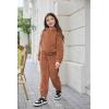 Arshiner Girls 2 Piece Outfits Sweatsuit Fuzzy Long Sleeve Bear Ear Hoodie Sweatshirt and Sweatpant Kids Clothing Sets(Brown)
