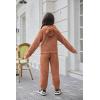 Arshiner Girls 2 Piece Outfits Sweatsuit Fuzzy Long Sleeve Bear Ear Hoodie Sweatshirt and Sweatpant Kids Clothing Sets(Brown)