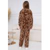 Arshiner Girls 2 Piece Outfits Sweatsuit Fuzzy Long Sleeve Bear Ear Hoodie Sweatshirt and Sweatpant Kids Clothing Sets(Brown Leopard Print)