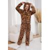 Arshiner Girls 2 Piece Outfits Sweatsuit Fuzzy Long Sleeve Bear Ear Hoodie Sweatshirt and Sweatpant Kids Clothing Sets(Brown Leopard Print)