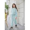 Arshiner Girls 2 Piece Outfits Sweatsuit Fuzzy Long Sleeve Bear Ear Hoodie Sweatshirt and Sweatpant Kids Clothing Sets(Light Blue)