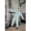 Arshiner Girls 2 Piece Outfits Sweatsuit Fuzzy Long Sleeve Bear Ear Hoodie Sweatshirt and Sweatpant Kids Clothing Sets(Light Blue)