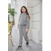 Arshiner Girls 2 Piece Outfits Sweatsuit Fuzzy Long Sleeve Bear Ear Hoodie Sweatshirt and Sweatpant Kids Clothing Sets(Light Grey)