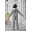 Arshiner Girls 2 Piece Outfits Sweatsuit Fuzzy Long Sleeve Bear Ear Hoodie Sweatshirt and Sweatpant Kids Clothing Sets(Light Grey)